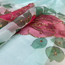 Load image into Gallery viewer, Organza Hand-Painted Floral Saree
