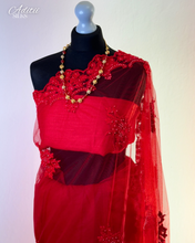 Load image into Gallery viewer, Red Floral Applique Sari
