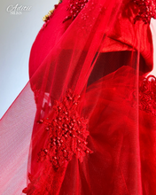 Load image into Gallery viewer, Red Floral Applique Sari
