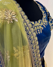 Load image into Gallery viewer, Lime Green &amp; Blue Lehenga
