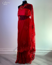 Load image into Gallery viewer, Red Floral Applique Sari
