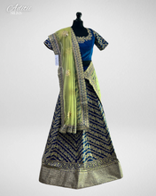 Load image into Gallery viewer, Lime Green &amp; Blue Lehenga
