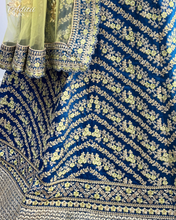 Load image into Gallery viewer, Lime Green &amp; Blue Lehenga
