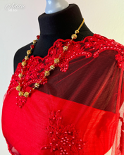 Load image into Gallery viewer, Red Floral Applique Sari
